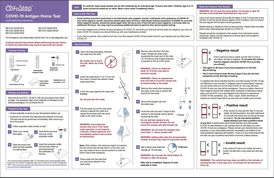 Fastep At Home COVID-19 Antigen Test - 2 Tests per Kit Countrywide Testing